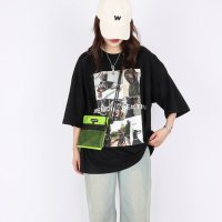 Belle Cie/ベルシー Belle Cie Tシャツ 半袖 トップス プリント 転写 シンプル ロゴ 白 黒 レディース 韓国ファッション カジュアル かっこいい ストリート/508011297