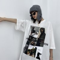Belle Cie/ベルシー Belle Cie Tシャツ 半袖 トップス プリント 転写 シンプル ロゴ 白 黒 レディース 韓国ファッション カジュアル かっこいい ストリート/508011297