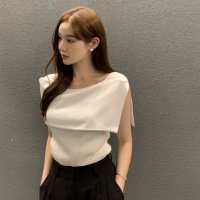Belle Cie/ベルシー Belle Cie ニット ノースリーブ ケープカラー トップス きれいめ 上品 春秋 レディース 韓国ファッション セレモニー イベント オフィス /508011300