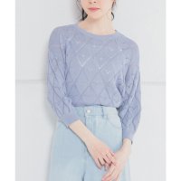 Honeys/ハニーズ Honeys 7分袖ハート柄ニット トップス ニット セーター ハニさら ハート柄ニット ハート柄 接触冷感 クルーネック 透かし編み レディース/508011583