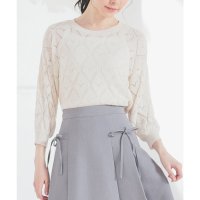 Honeys/ハニーズ Honeys 7分袖ハート柄ニット トップス ニット セーター ハニさら ハート柄ニット ハート柄 接触冷感 クルーネック 透かし編み レディース/508011583