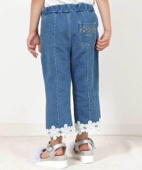 裾お花レースデニムニットセンタータック7分丈パンツ(80~130cm)