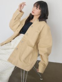 RETRO GIRL/レトロガール RETRO GIRL Fレザー襟カバーオール/508014728