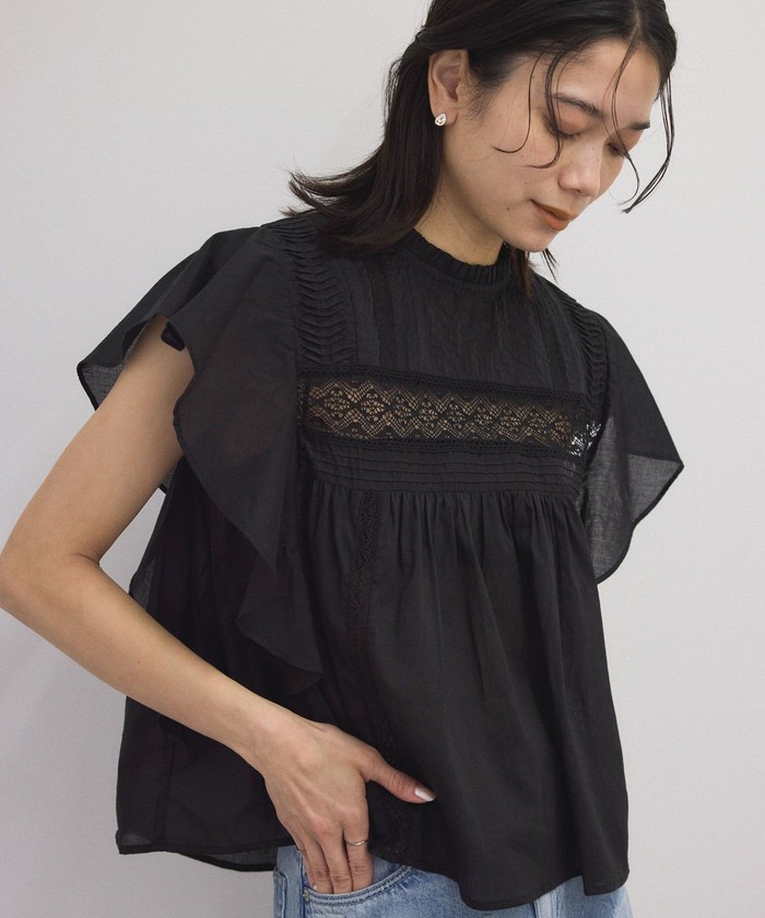セール 30%OFF】【WEB限定】ピンタックレースフリルスリーブ