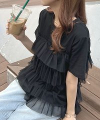 futier land/フューティアランド Futier Land チュールティアードドッキングTシャツ/508015517