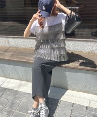 futier land/フューティアランド Futier Land チュールティアードドッキングTシャツ/508015517
