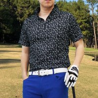 TopIsm/トップイズム TopIsm ゴルフ ハーフジップ ポロシャツ メンズ ゴルフウェア 速乾ドライメッシュ ストレッチ 半袖 春夏 カモフラ 迷彩 総柄 千鳥格子 /505288522