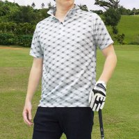 TopIsm/トップイズム TopIsm ゴルフ ハーフジップ ポロシャツ メンズ ゴルフウェア 速乾ドライメッシュ ストレッチ 半袖 春夏 カモフラ 迷彩 総柄 千鳥格子 /505288522