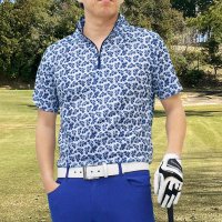 TopIsm/トップイズム TopIsm ゴルフ ハーフジップ ポロシャツ メンズ ゴルフウェア 速乾ドライメッシュ ストレッチ 半袖 春夏 カモフラ 迷彩 総柄 千鳥格子 /505288522