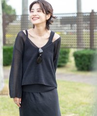 2nd NOLLEY'S/《アンサンブル対応》《手洗い可能》ペーパーヤーン深Vネックプルオーバーニット/508010536