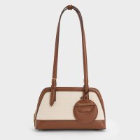 CHARLES & KEITH/Enola エノラ キャンバスツートーンイロンゲイティッドハンドルバッグ/508010985