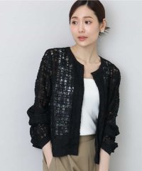 MK MICHEL KLEIN/レースチュールノーカラーライトブルゾン/洗える/508016277