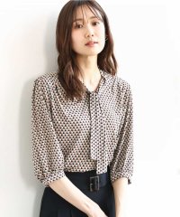 MK MICHEL KLEIN/幾何柄ボウタイジャージーカットソー/洗える/508016285