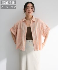 Green Parks/グリーン パークス Green Parks 綿麻混5分袖ターンバックシャツ/508016369