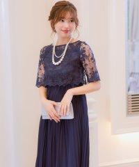 Retica/レティカ Retica フラワーレース5部袖フレアプリーツロングスカート結婚式パーティードレス/508016822