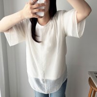 GeeRA/ジーラ GeeRA オーガンジーレイヤードTシャツ/508016932