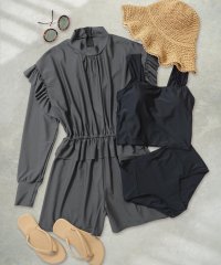 OSYAREVO/オシャレボ OSYAREVO 【ネット限定】【紫外線カット率99.9％以上】フリル オールインワン ラッシュガード 付き 体型カバー セットアップ 水着 【返品/508016935