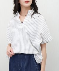 libelle more/リベル モア libelle more やわさらリネン〈洗濯機可能・吸水速乾・UVカット〉ストライプスキッパーシャツ/508016944