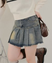 NICE CLAUP/OLIVE des OLIVE OUTLET/【RMAF】フェードデニムミニプリーツスカート/508016945