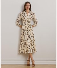 LAUREN RALPH LAUREN/ベルティングプリント クレープ ミディ ドレス/508017634