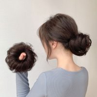 shoppinggo/ショッピングゴー shoppinggo お団子シュシュウィッグ お団子 ウィッグ つけ毛 シニヨン シュシュ カール ストレート ゴム ミニ 小さめ 簡単 ボリ/508017953