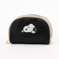 PEANUTS/ピーナッツ PEANUTS スヌーピー ふわふわ刺繍 コスメポーチ 半月型/508018057
