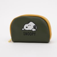PEANUTS/ピーナッツ PEANUTS スヌーピー ふわふわ刺繍 コスメポーチ 半月型/508018057