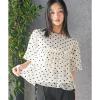 mili an deni/ミリアンデニ mili an deni フロッキードットバルーンスリーブフリルブラウス/508019585