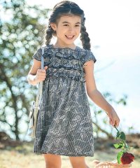 BeBe/【お揃い】先染めチェックローズプリントフリルワンピース(90~150cm)/507983821