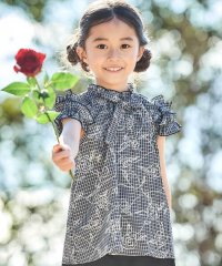BeBe/【お揃い】先染めチェックローズプリントフリルブラウス(90~160cm)/507983830