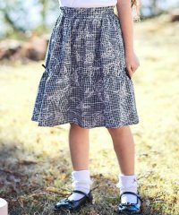 BeBe/【お揃い】先染めチェックローズプリントミモレ丈スカート(110~160cm)/507983844