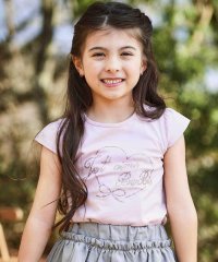 BeBe/ラインストーンハートロゴ天竺キャップスリーブTシャツ(100~160cm)/507983850