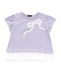 BeBe/裾チュールフリルリボンプリント天竺半袖Tシャツ(90~150cm)/507983851