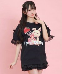 Secret Honey/シークレットハニー Secret Honey 肩レースアップうさぎプリントTシャツ/507990486