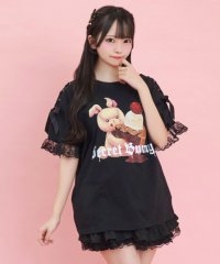 Secret Honey/シークレットハニー Secret Honey 肩レースアップうさぎプリントTシャツ/507990486