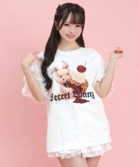 Secret Honey/シークレットハニー Secret Honey 肩レースアップうさぎプリントTシャツ/507990486