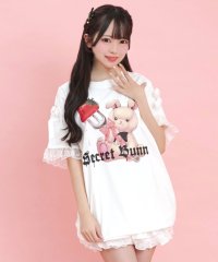 Secret Honey/シークレットハニー Secret Honey 肩レースアップうさぎプリントTシャツ/507990486