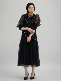 petirobe/プチローブ petirobe フラワー刺繍チュールティアードドレス/508020625