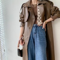 Forcement/フォースメント Forcement 洗練された印象に。フェイクレザーロングコート/508021366
