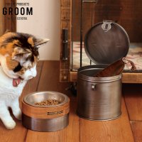 GROOM/グルーム GROOM 餌入れ 犬 猫 フードボウル フィーディングボウル 食器 水飲み ステンレス おしゃれ WOOD & IRON FEEDING BOWL /508021726