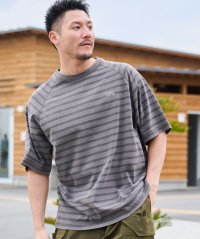 SUNNY SMITH/サニースミス Sunny Smith ボーダーオーバーダイ ラグランロゴ刺繍Tシャツ/508022990