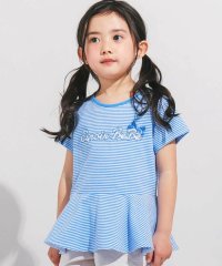 BeBe/ボーダー天竺レースパッチ刺しゅうペプラム半袖Tシャツ(80~140cm)/507983856