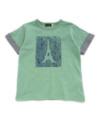 BeBe/水彩風エッフェル塔ロゴプリント天竺配色半袖Tシャツ(90~150cm)/507983860