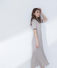 NATURAL BEAUTY BASIC/バイカラーラインポロニットワンピース/508000668