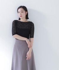 NATURAL BEAUTY BASIC/ボートネックシアーレーストップス/508000670