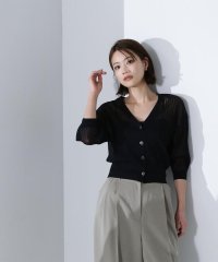 NATURAL BEAUTY BASIC/Vネックシアーリブカーディガン/508020639