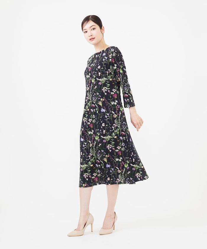 セール30%OFF】フォトフラワープリントジャージードレス