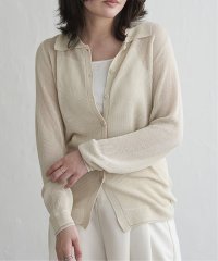 VENCE　EXCHANGE/麻タッチ配色チュニックカーディガン/507874364