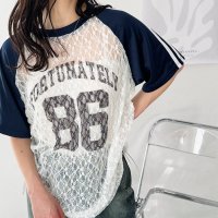 GeeRA/ジーラ GeeRA 《FIRSTMOODコラボ》レース切替ナンバーロゴTシャツ/508027206