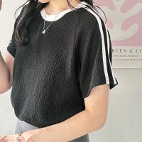 GeeRA/ジーラ GeeRA 《FIRSTMOODコラボ》ふくれジャガード袖ラインTシャツ/508027212